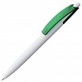 Ручка пластиковая шариковая Bento, белая с зеленым