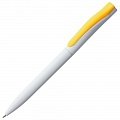 Ручка пластиковая шариковая Pin, белая с желтым