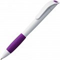 Ручка пластиковая шариковая Grip, белая с фиолетовым