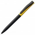Ручка пластиковая шариковая Pin Fashion, черно-желтый металлик