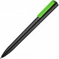 Ручка пластиковая шариковая Split Black Neon, черная с зеленым