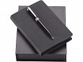 Набор Cerruti 1881: дизайнерский блокнот, шариковая ручка, черный/серебристый, 14,8х18,6х4